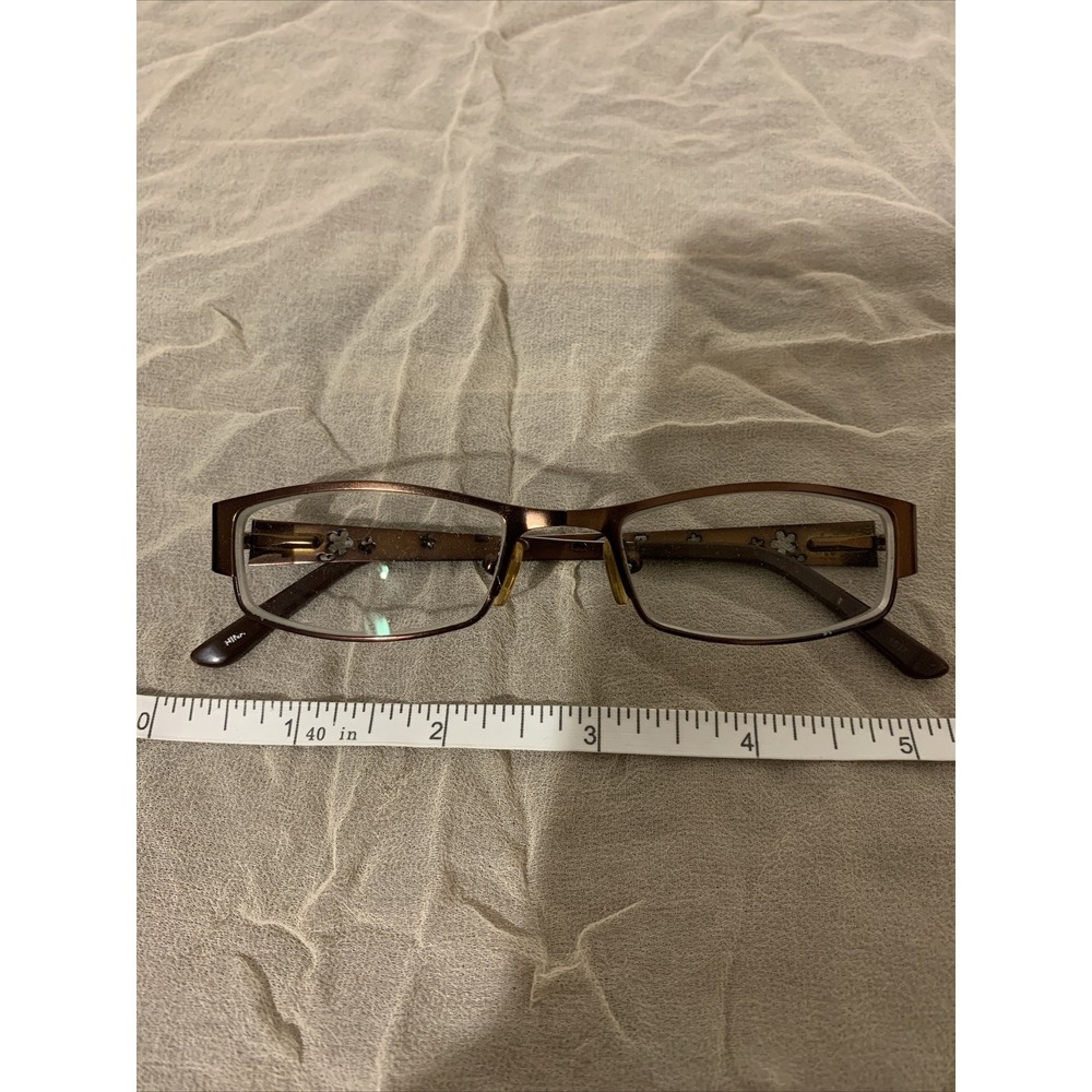 chelsea morgan eyeglasses Frames Woman's Metal Brown Flower Cut Backs EUC